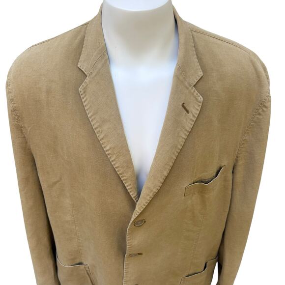 Johnston & Murphy Linen Blend Jacket Sz XL Beige Lightweight 3 Button Casual - Picture 2 of 12